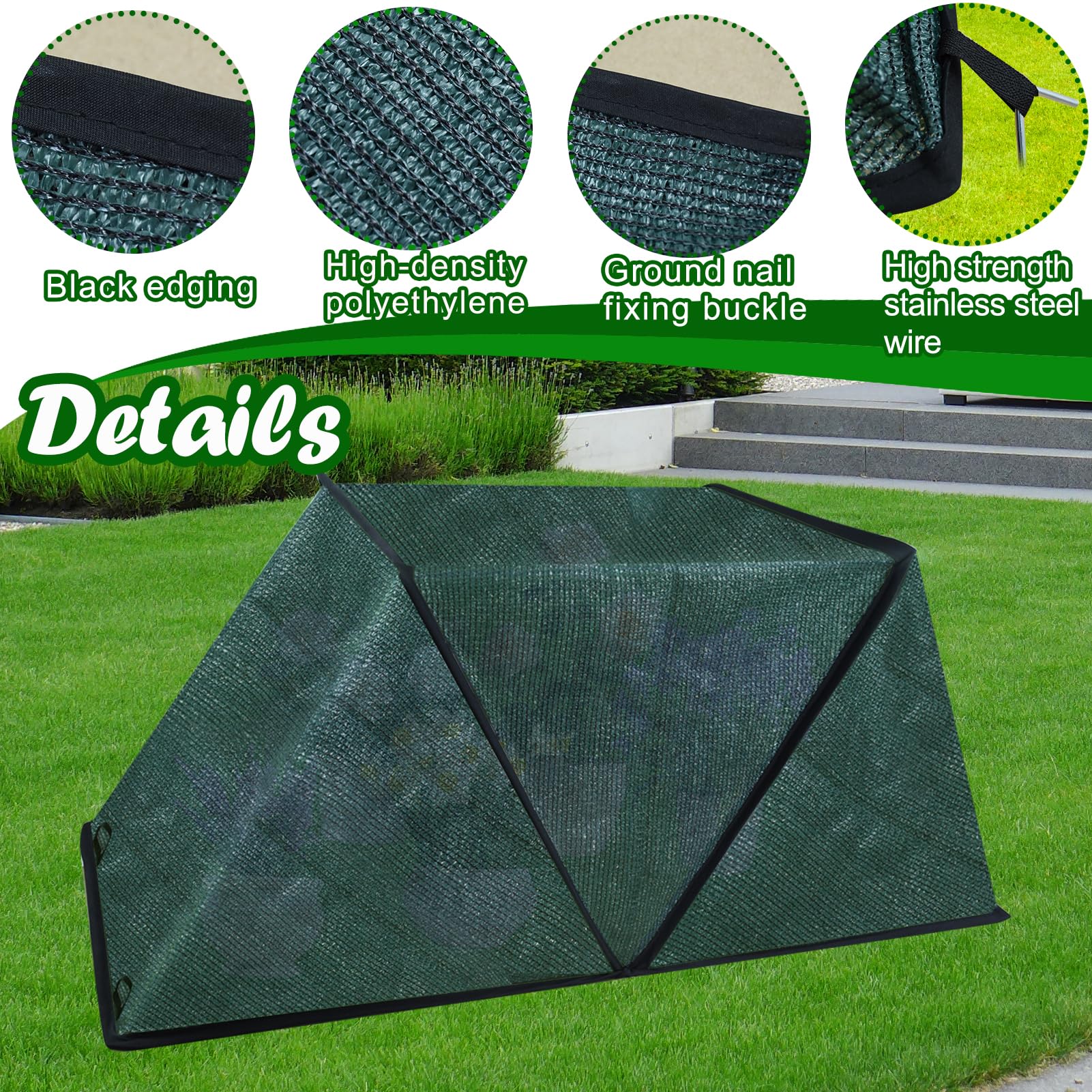 Faltbares Pflanzen-Schattenzelt, keine Installation, Hochbeet, Sonnenschutz, Abdeckung mit Heringen, UV-beständig, Sommerpflanzenschutz, Garten-Sonnenschutz, Stoffnetz für Outdoor-Pflanzen, 81,3 x 33