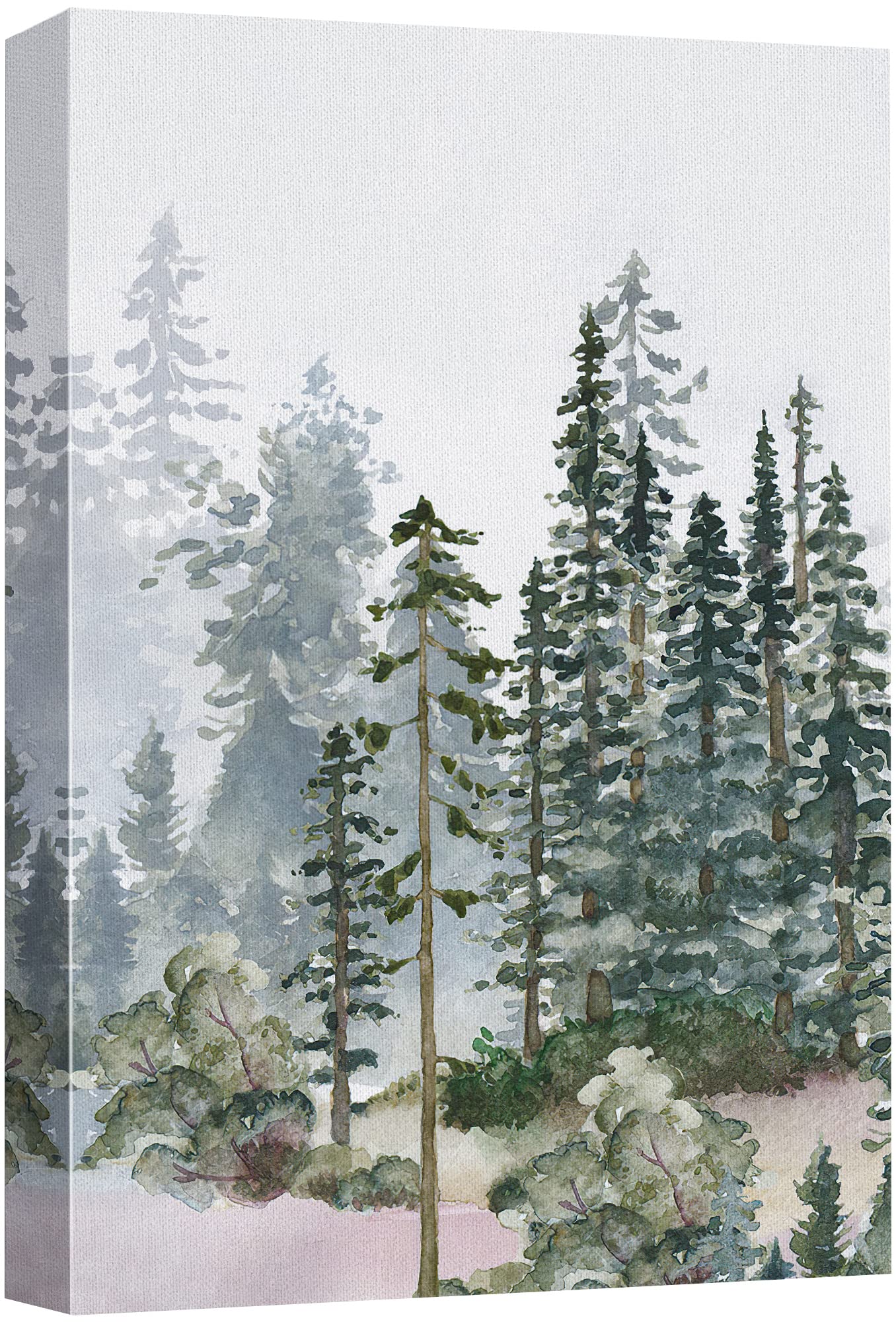 SIGNWIN Canvas Print Wall Art Woodland Nursery Decor Autumn Pine Tree Watercolor Forest Nature Illustrations Modern Art Decorative Landscape Colorful for Living Room, Bedroom, Office - 16"x24"