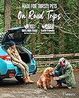 Vista 4 de lesotc Botella de agua para perros, dispensador de agua portátil con cuenco, botella de viaje a prueba de fugas para mascotas, accesorios esenciales