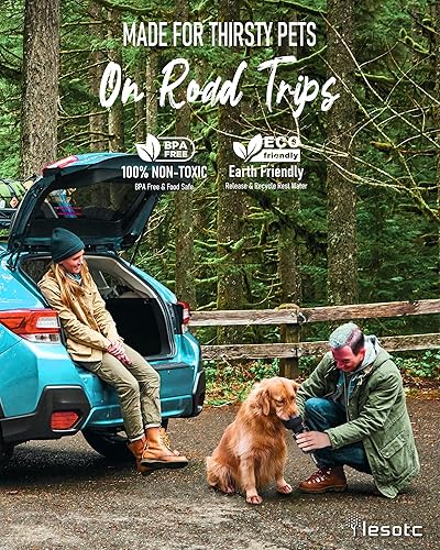 Miniatura 4 de lesotc - Botella de agua para perros, dispensador portátil, botella de viaje a prueba de fugas para mascotas con recipiente para caminar al aire