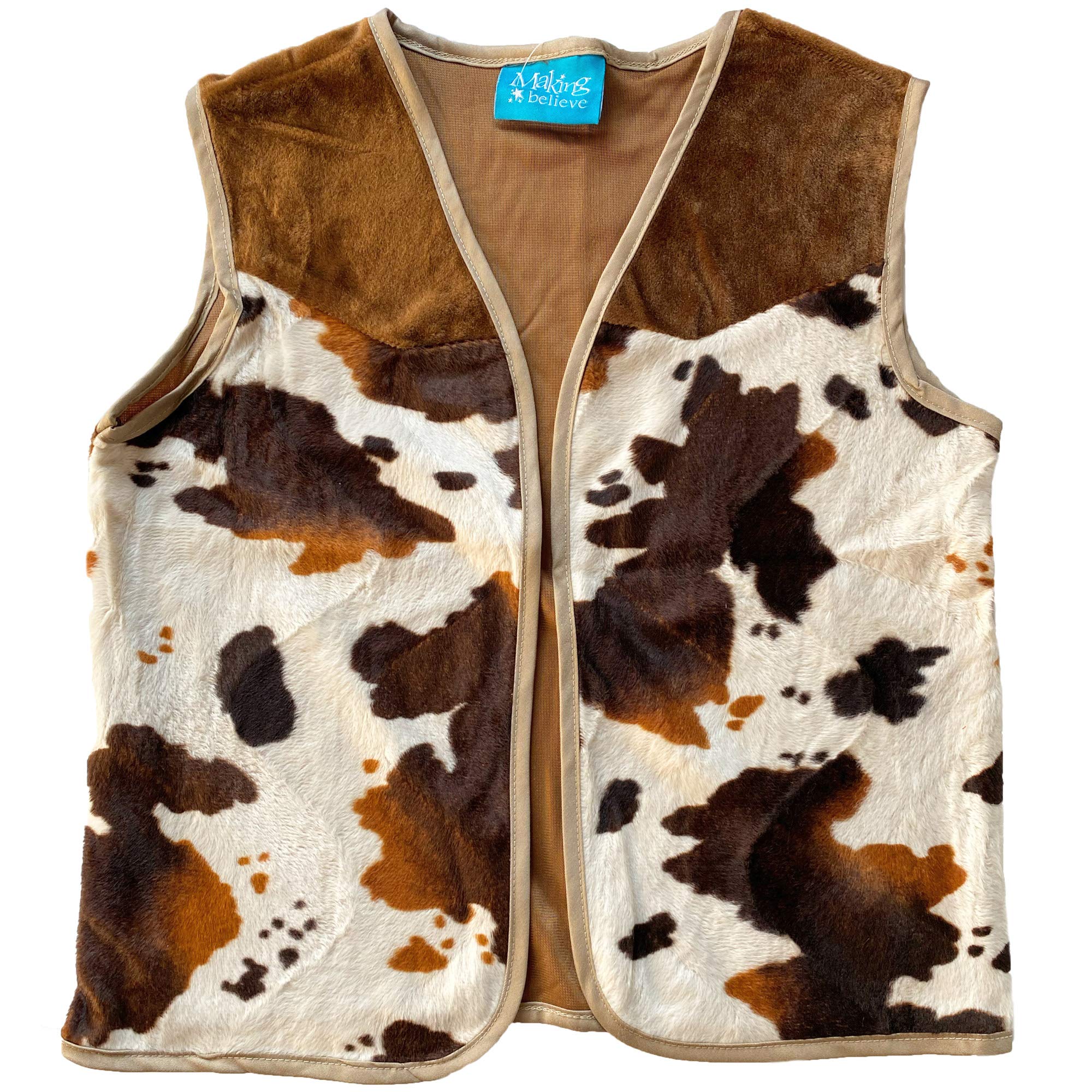 Kids Brown Cowboy or Cowgirl Western Dress Up Vest (Choose Size)