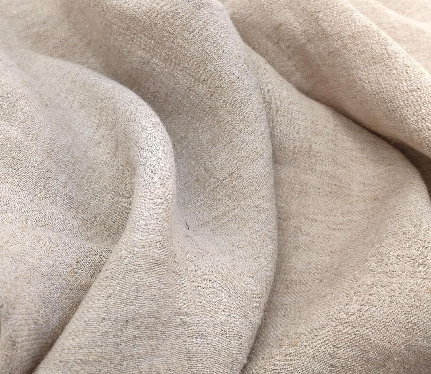 Harmony Hues: Natural Linen Polyester HBT Herringbone Twill Fabric 7730 Natural
