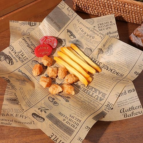 Miniatura 3 de 50 piezas de papel de envoltura de sándwich de 10 x 10 pulgadas, hojas de papel encerado resistentes a la grasa, bandejas para canastas, envoltorios