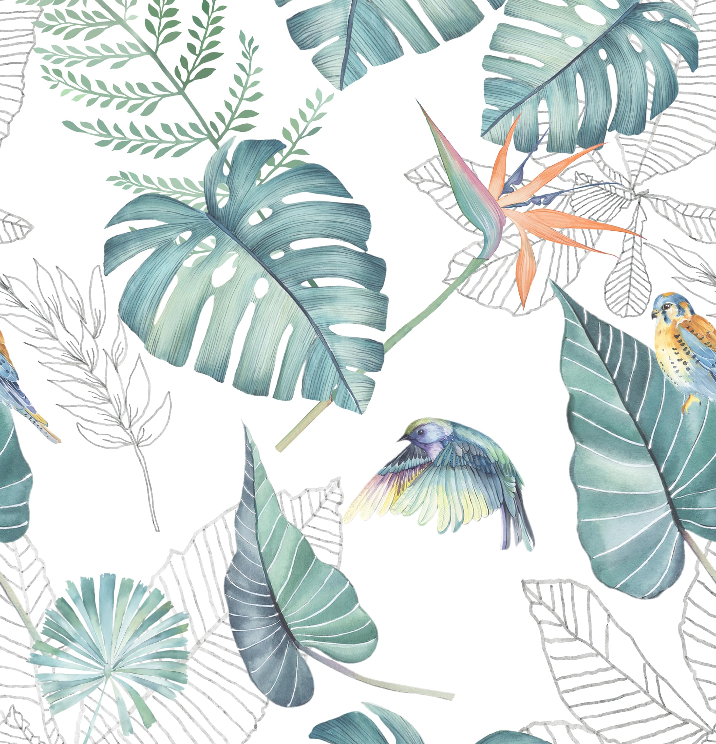 myforHD Tapete Selbstklebende Fototapete Wandpapier Blume Folie Dekorfolie Möbelfolie Klebefolie Pflanzen Laub Blumen Design 44cmX1000cm Vintage Wanddeko Wandtapete Wohnzimmer Schlafzimmer