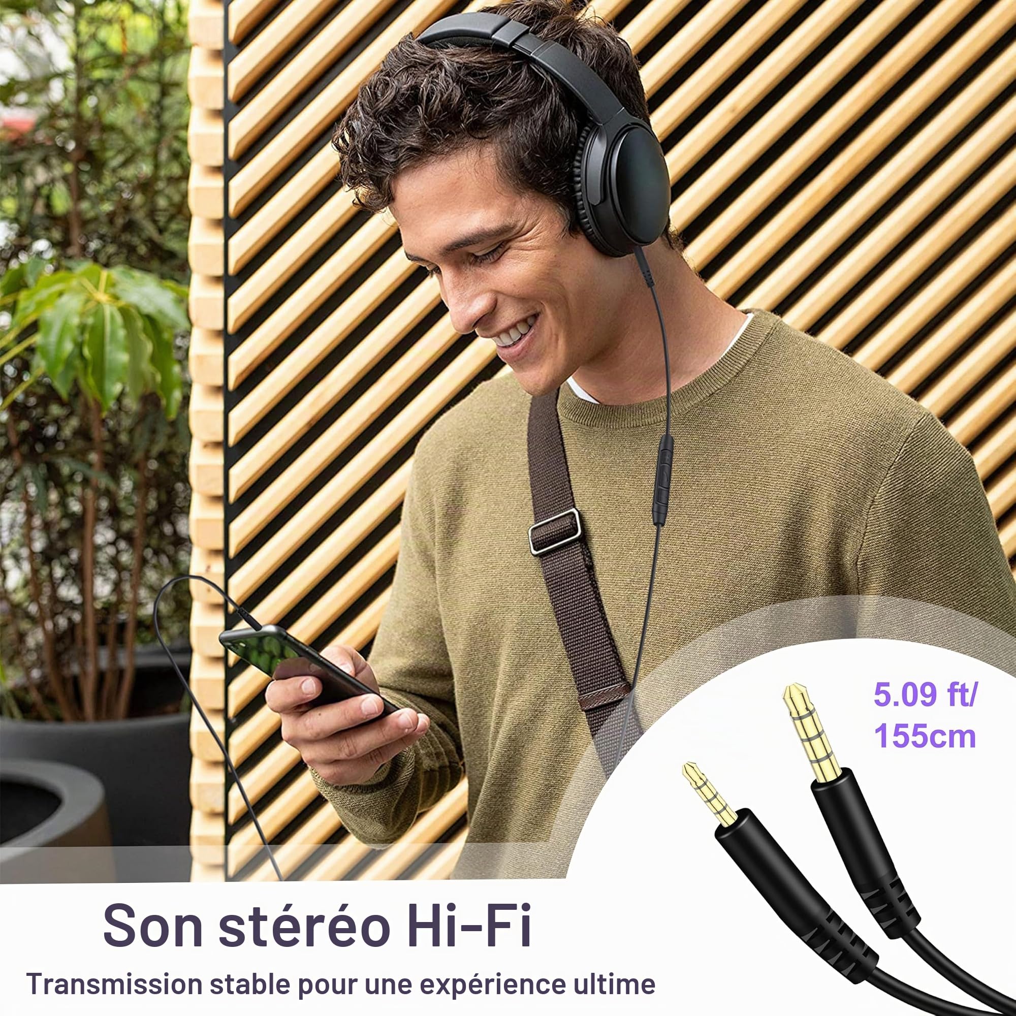 Câble Audio de Remplacement pour Casque Bose Jack 3,5 mm à 2,5 mm Compatible Bose 700 Quietcomfort QC25 QC35 QC35II QC45 JBL Tune 760NC 750BTNC LIVE 660NC avec Micro et Contrôle du Volume