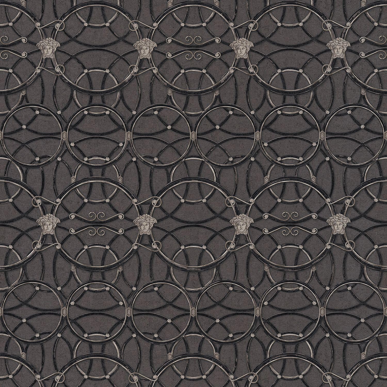 Papier peint intissé Profhome baroque argent noir pour une ambiance cosy