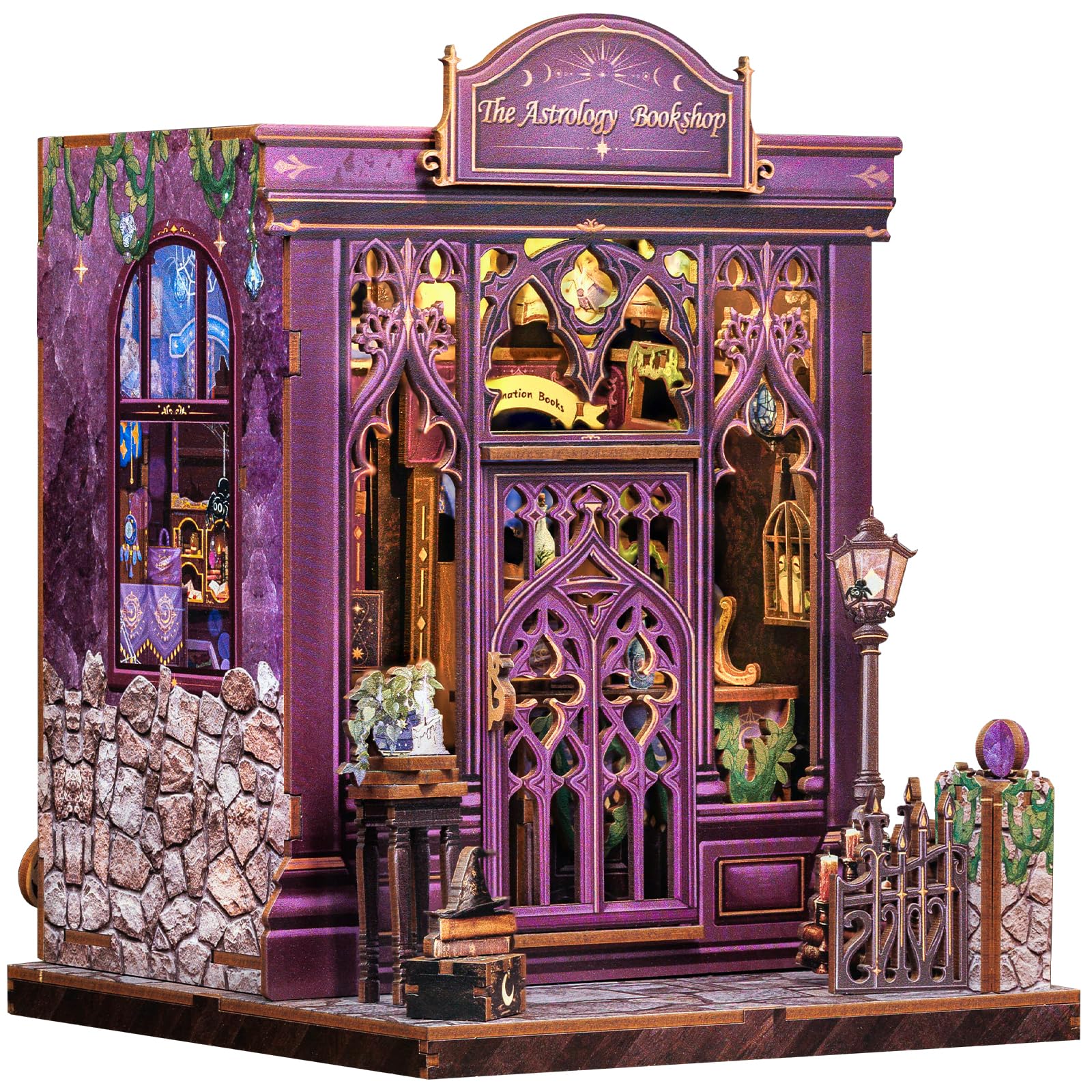 Fsolis DIY Book Nook Kit - Miniaturhaus Bausatz, Bücherregal Deko Puppenhaus Set, Kreatives Tiny House Bastelset als Geschenkidee für Bücherregal Liebhaber (The Astrology Bookshop)