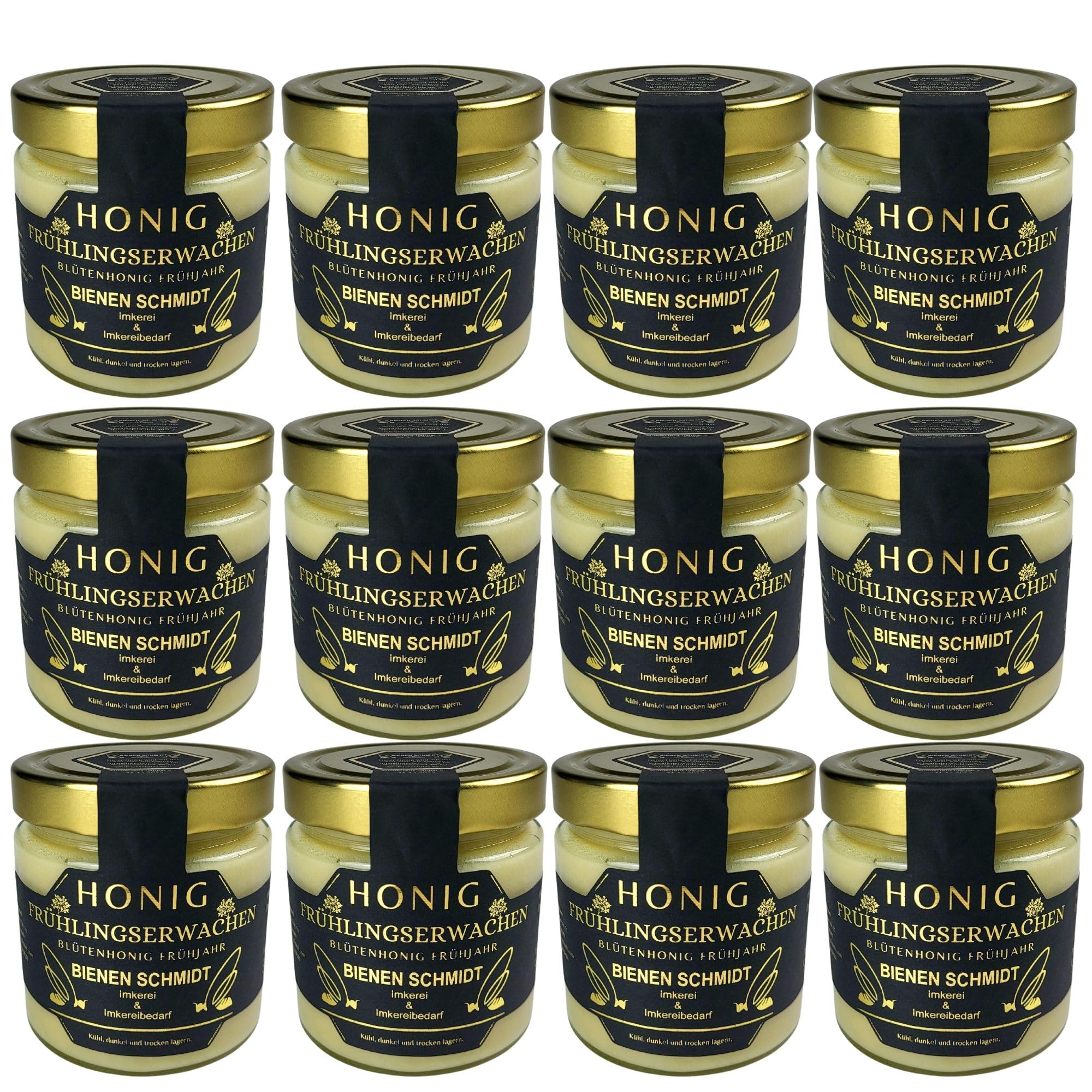 12x Original Deutscher Honig Frühtracht 500g im Glas cremig gerührt Regionales Produkt aus Oberfranken (Nord-Bayern) Honig rein und natürlich