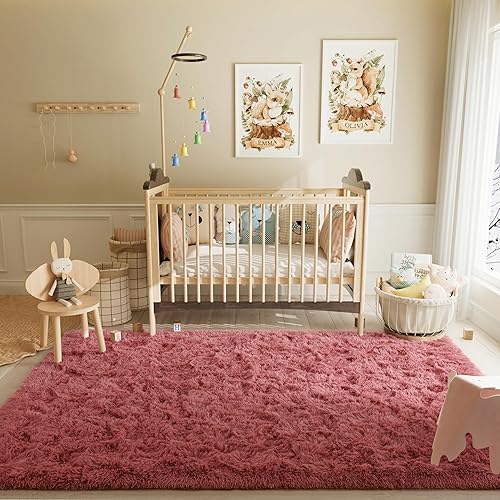 Miniatura 2 de LOCHAS Alfombras de interior ultra suaves y modernas, peludas, para sala de estar, para decoración del hogar, del dormitorio del bebé, 5x8 pies,