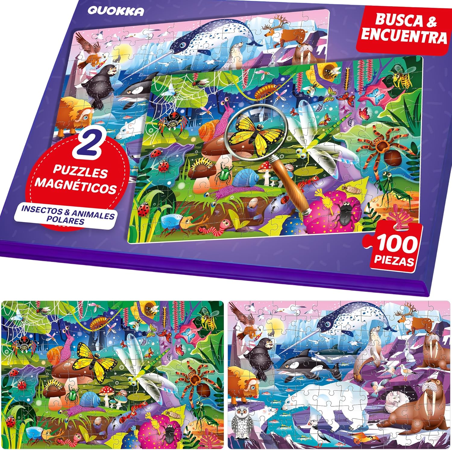 #Puzzle magnético Busca Encuentra Insectos & Animales polares con 100 piezas por 9,74€ (marcando aplicar cupón)