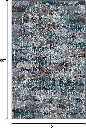 Miniatura 2 de Brumlow Mills EW10129-30x46 Tapete rústico vintage abstracto 26 x 310 tonos de tierra Tela AzulGris