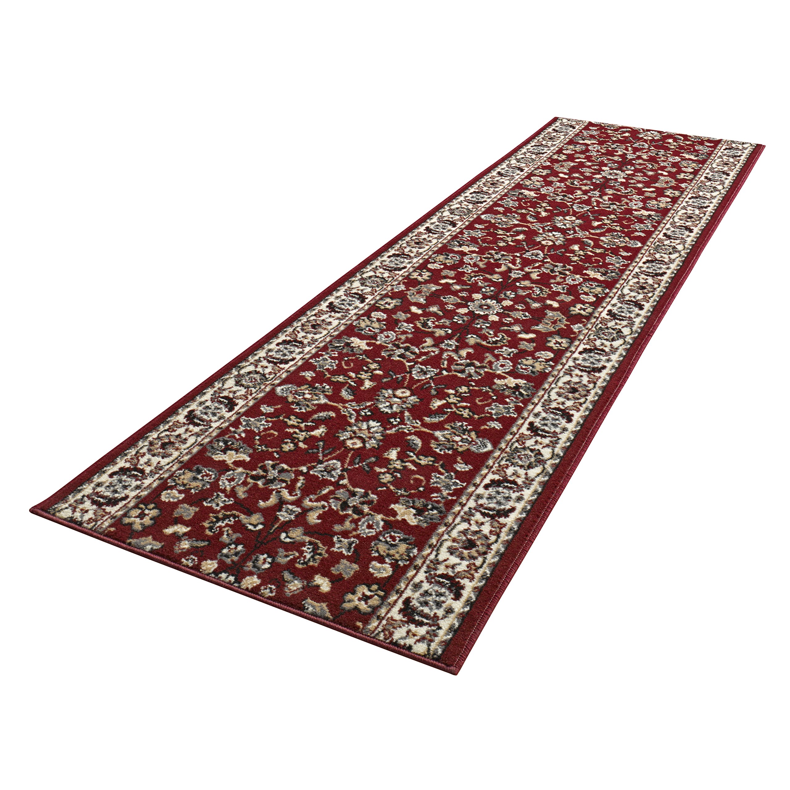 Hanse Home Teppich Läufer Vintage 80x400cm – Teppichläufer Weicher Kurzflor Teppich Retro Vintage Design Läufer für Flur, Schlafzimmer, Kinderzimmer, Badezimmer, Wohnzimmer, Küche Dekoläufer – Rot