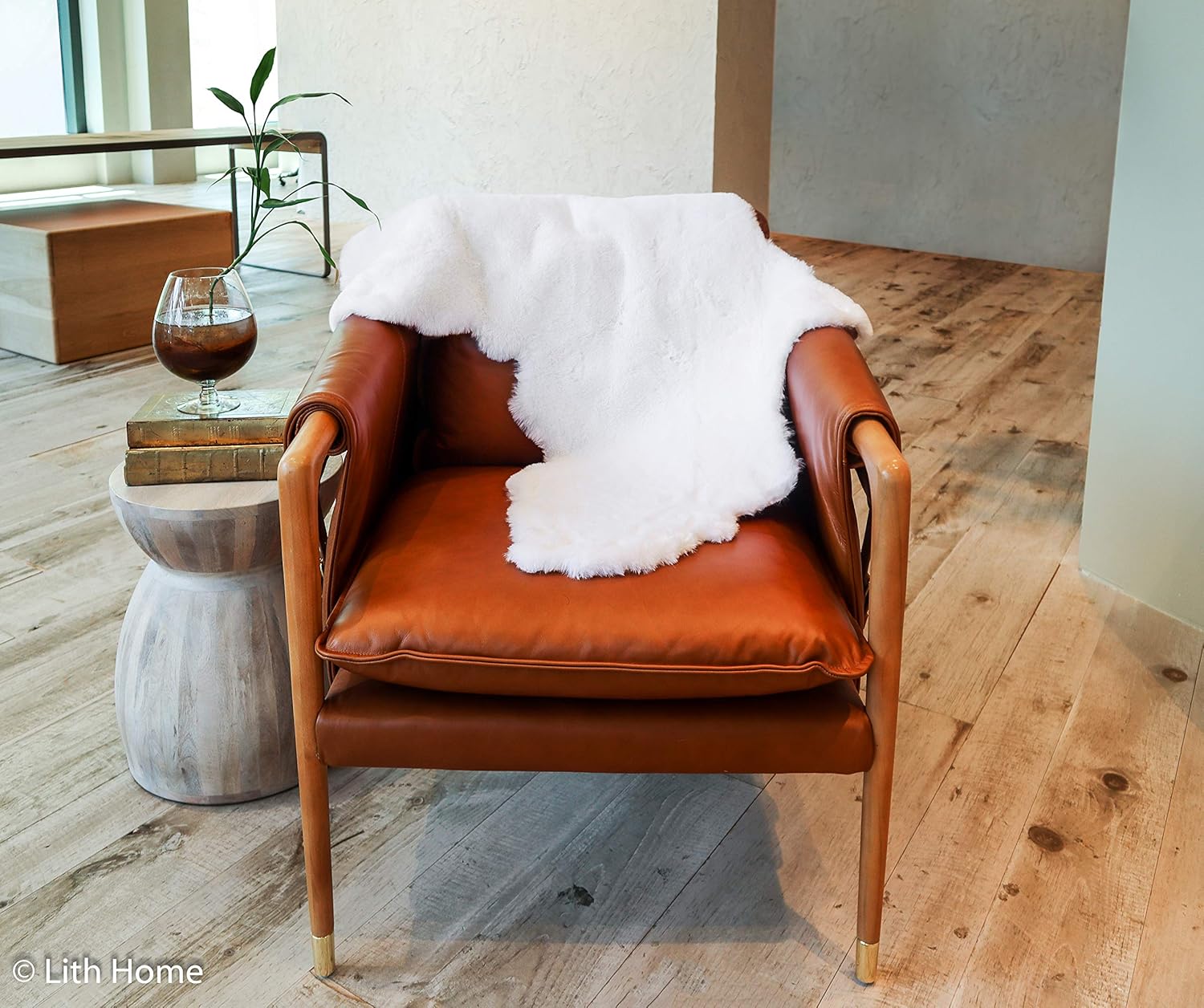 Lith Home Afro Faux Rabbit Fur Rug&Throw-Ultra Soft Plush Luxurious Chair Couch Sofa Bed Furniture Cover or Nursery Room-3x3 ft White African Map Shape