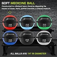 Vista 3 de ProsourceFit Bolas medicinales blandas, bolas de pared y ejercicios dinámicos de cuerpo completo, pesos codificados por colores: 6, 10, 14, 20 Lb.