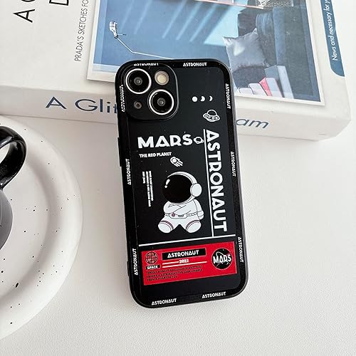 Miniatura 2 de Compatible con iPhone 14 Funda Bonita, Diseño Genial de Astronauta de Dibujos Animados Espacio Marte Cohete Parachoques Elegante Goma TPU Suave