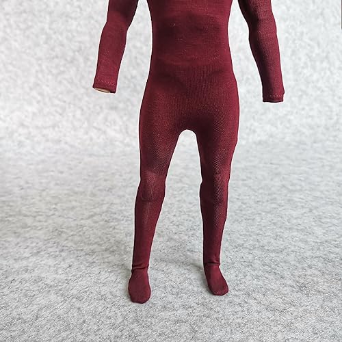 Miniatura 6 de Ropa de figura masculina a escala 16, body de manga larga, overol de tela para figura de acción de 12 pulgadas, ropa de muñeca (rojo)