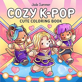 Cozy K-Pop coloring book cover by Jade Summer – cute K-Pop idols and fans
