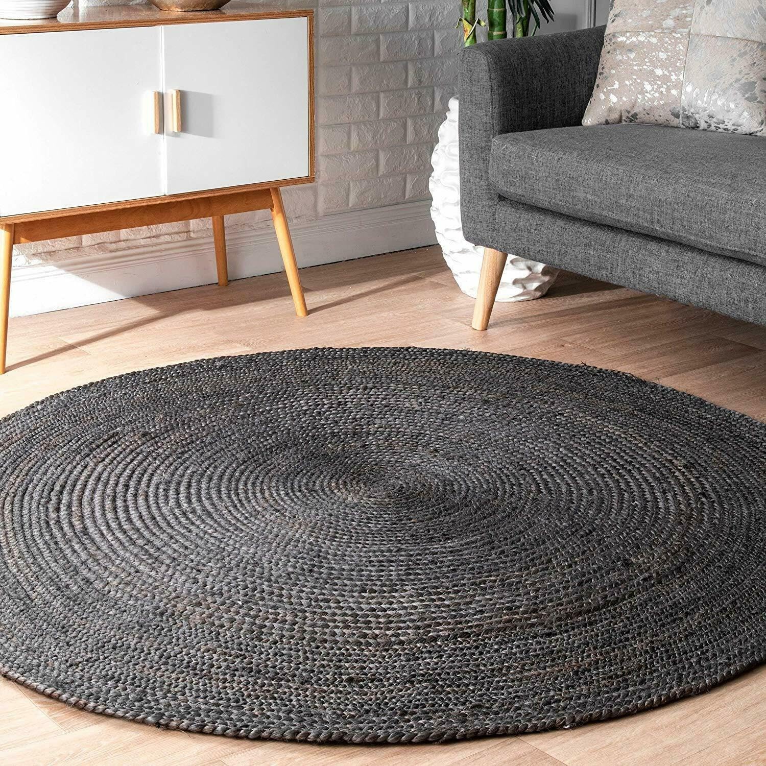 Tapis en jute tressé main d'exception : élégance ronde fait maison 240cm