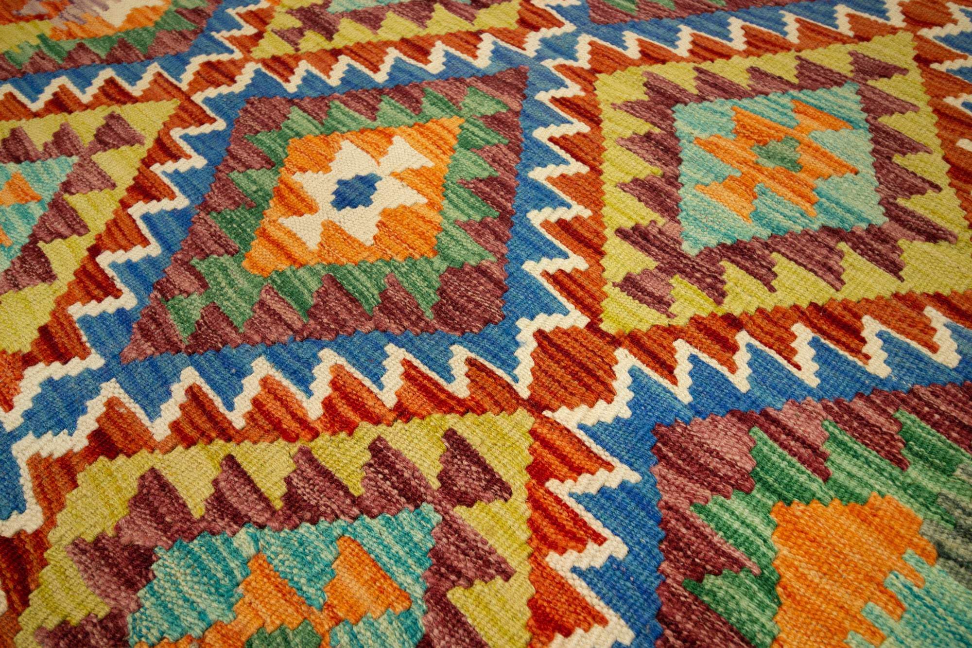 Tapis Kilim 100 % laine 154 x 105 cm, fait à la main, pièce unique style Herat Boho multicolore, tissu plat, tapis d'entrée et chambre