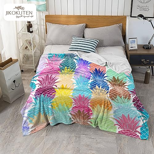 Miniatura 4 de Manta colorida de piña, regalos para mujeres, niñas, hombres y niños, manta de franela suave y cómoda para cama de autobús, sala de estar,