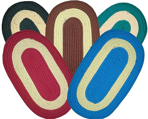 SHF Polyester Door Mats for Home, 33x53 cm, Multicolor, Set of 5 Piece