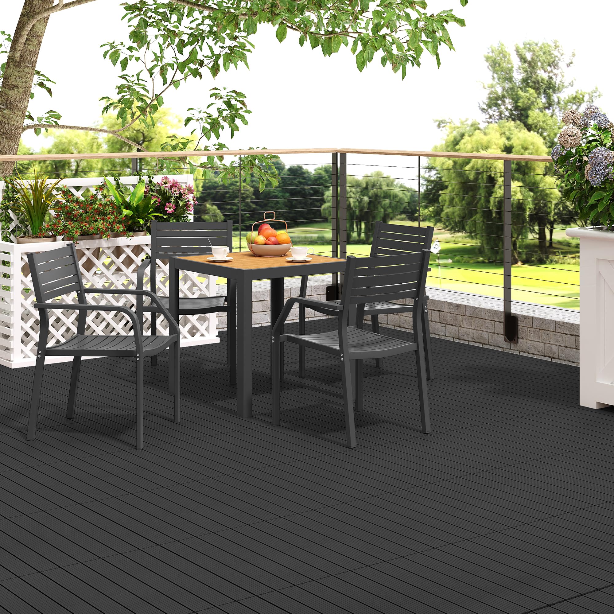 Laneetal Set di 12 Pavimento per Esterno, Pavimento WPC Incastro, per Giardino, Patio, Terrazza, Balcone, Pavimentazione Esterna 30x60 cm, Antracite