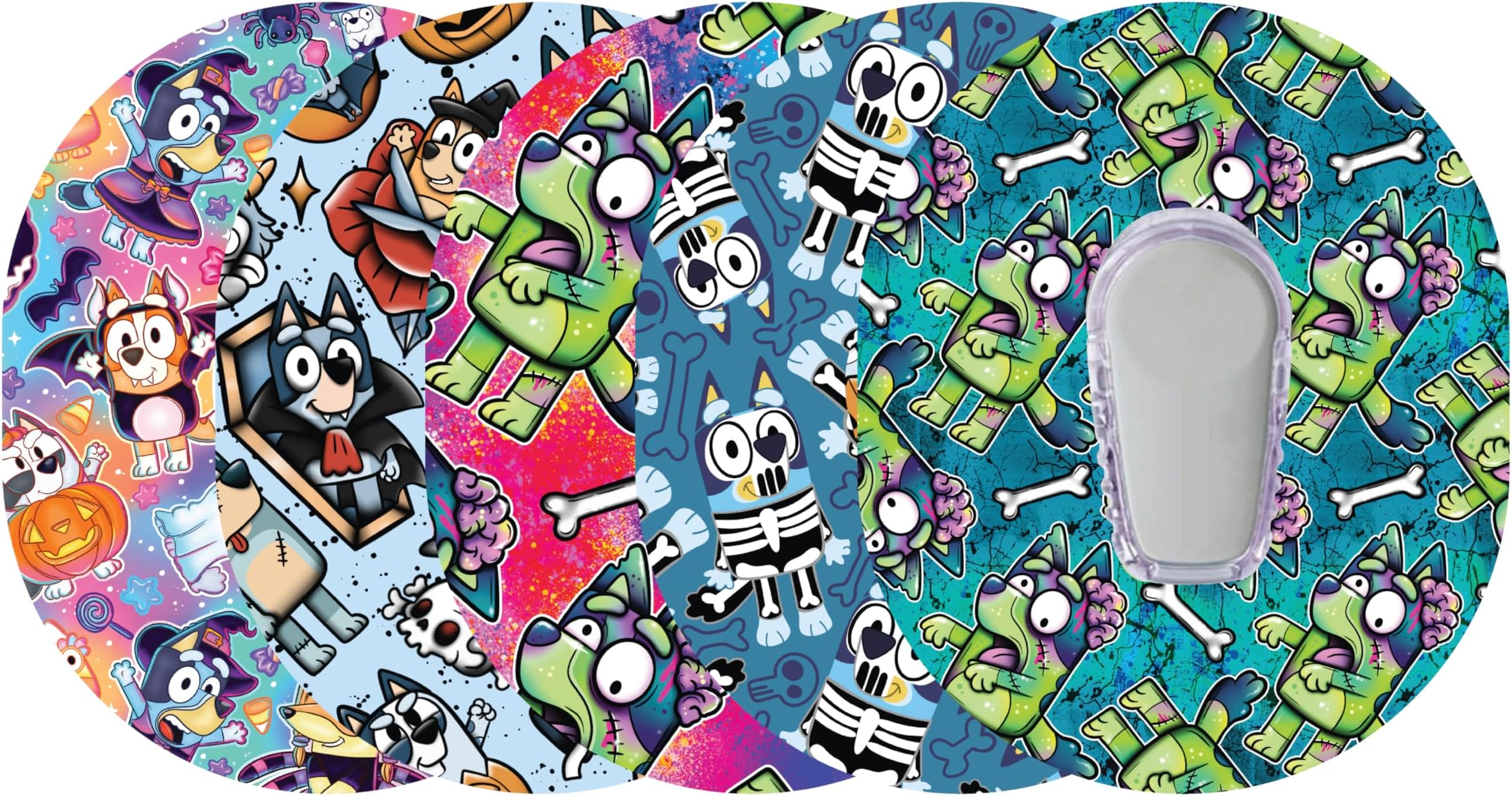 Glucomart Adhesive Patches for Dexcom G6 – 5-Pack Waterproof, Sweatproof CGM Overpatches – Hypoallergenic CGM Patches (Heelerween)