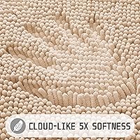 Vista 4 de Yimobra Tapetes de baño lavables, de chenilla súper suave y absorbente, para suelo y alfombra, de secado rápido, antideslizante, para bañera y Beige