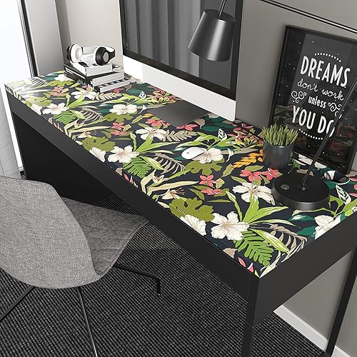 Miniatura 8 de VEELIKE Papel tapiz floral tropical oscuro, hojas negras, papel tapiz para despegar y pegar, 17.7 x 354 pulgadas, papel de contacto floral vintage,