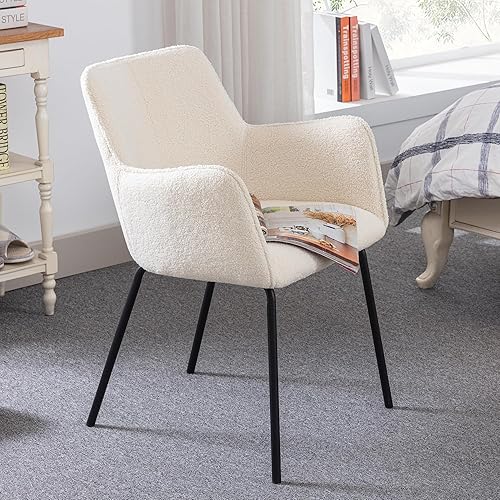 Miniatura 2 de ONEVOG Juego de 2 sillas de comedor pequeñas con soporte lumbar, sillas de club blancas con respaldo bajo para sala de estar, silla cómoda para