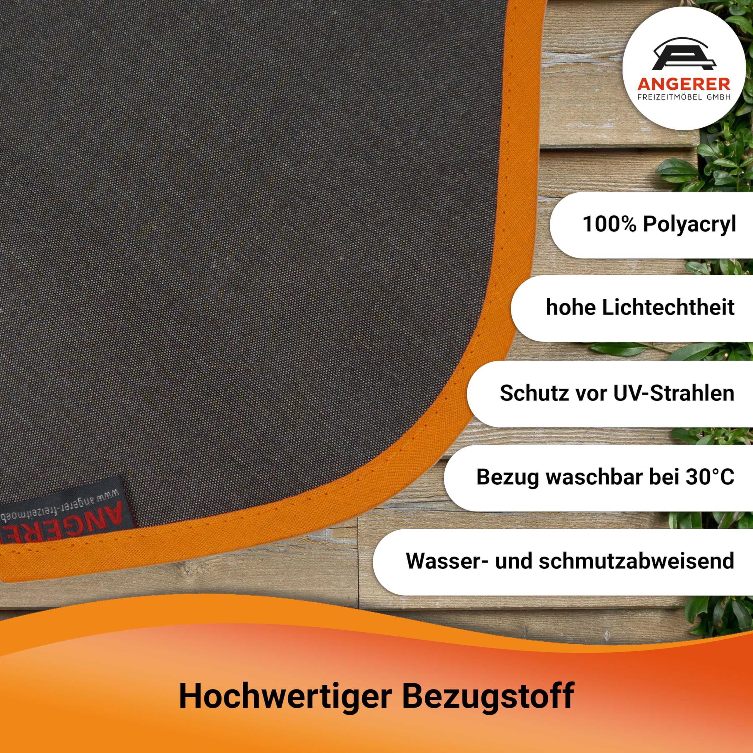 Angerer Klemmmarkise Exklusiv mit Handkurbel, Terrasse/Balkon, einfache Montage ohne Bohren, Made in Germany, hochwertiger Stoff, UV-beständig, höhenverstellbar, wasserabweisend, 300 cm Orange-Braun