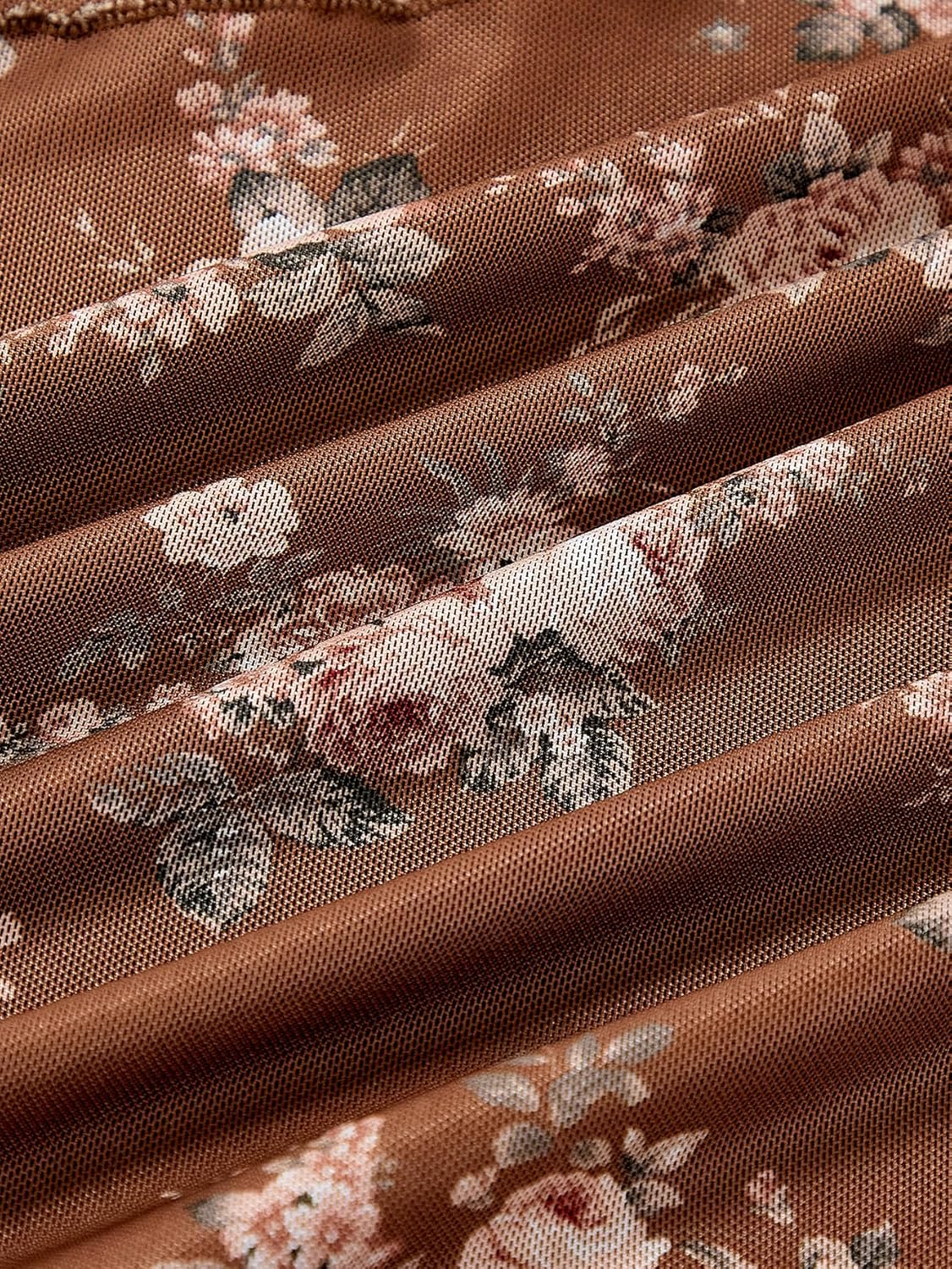 Milumia Women's Floral Mesh Ruffle Hem Maxi Skirt High Waisted Fishtail Long Skirts - Image 5