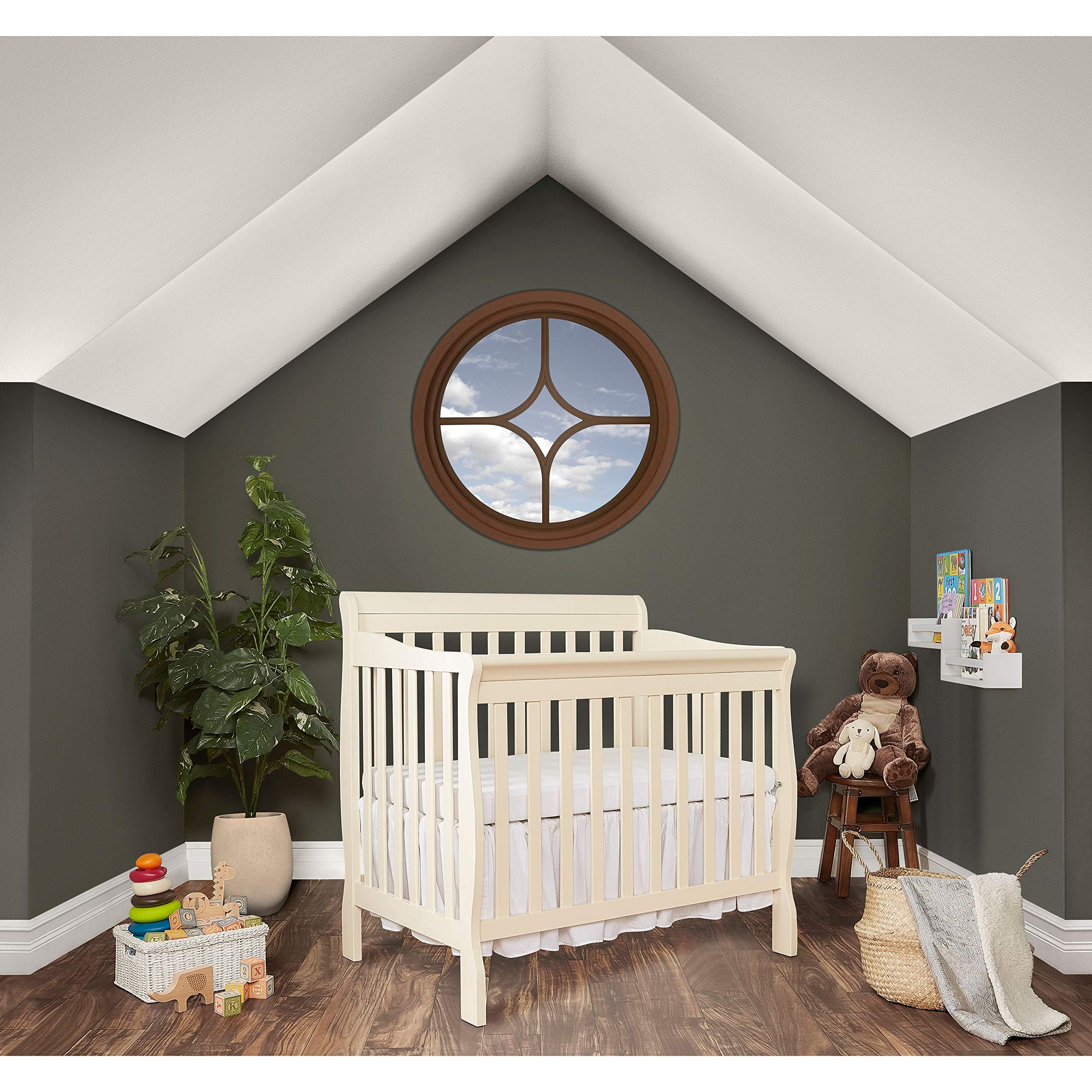 Dream On Me Aden 4in1 Convertible Mini Crib in French White