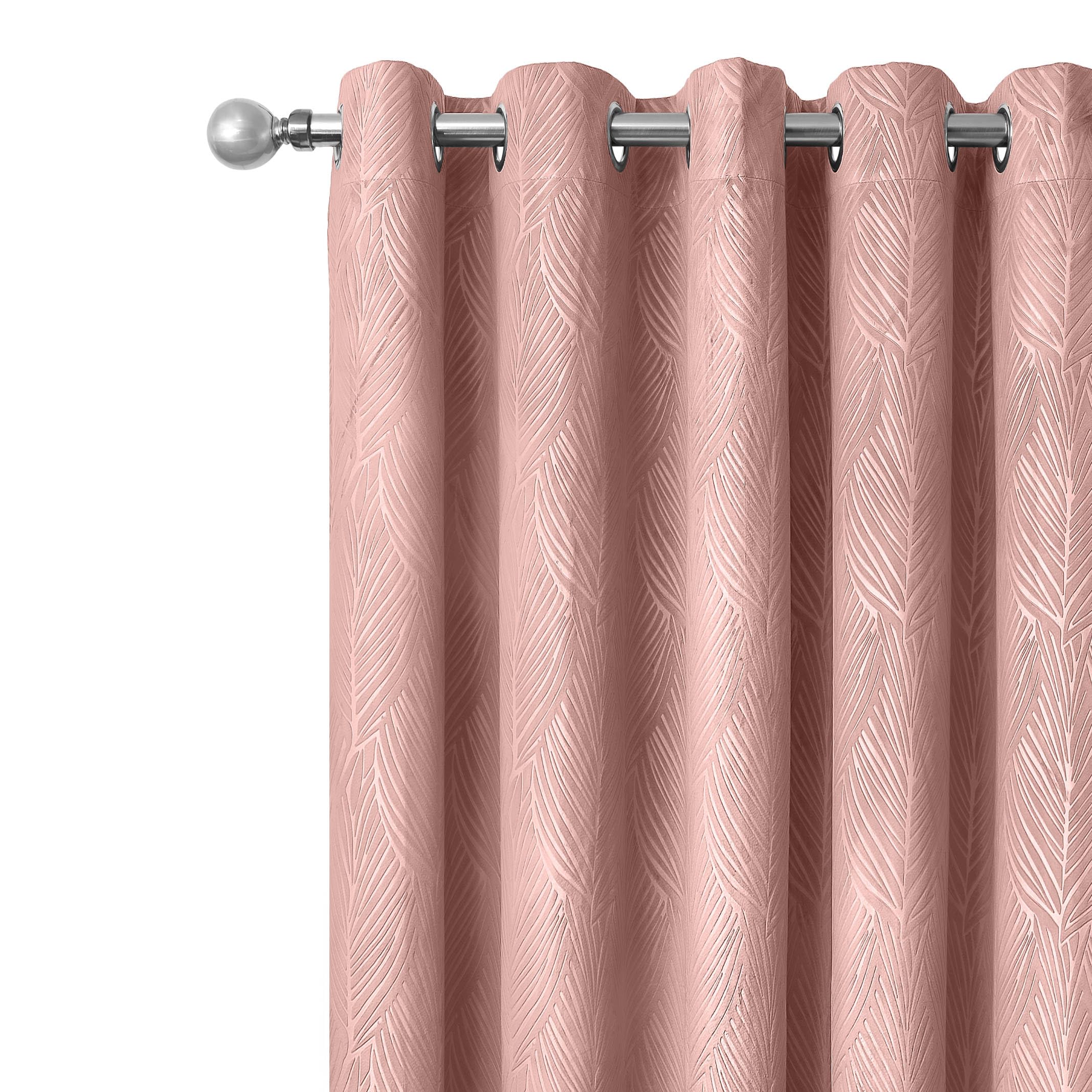 Emma Barclay Blush Pink Twilight - Embossed Velvet Woven Thermal Blackout Eyelet Curtains Width 66 X Drop 54" (168 X 137Cm)