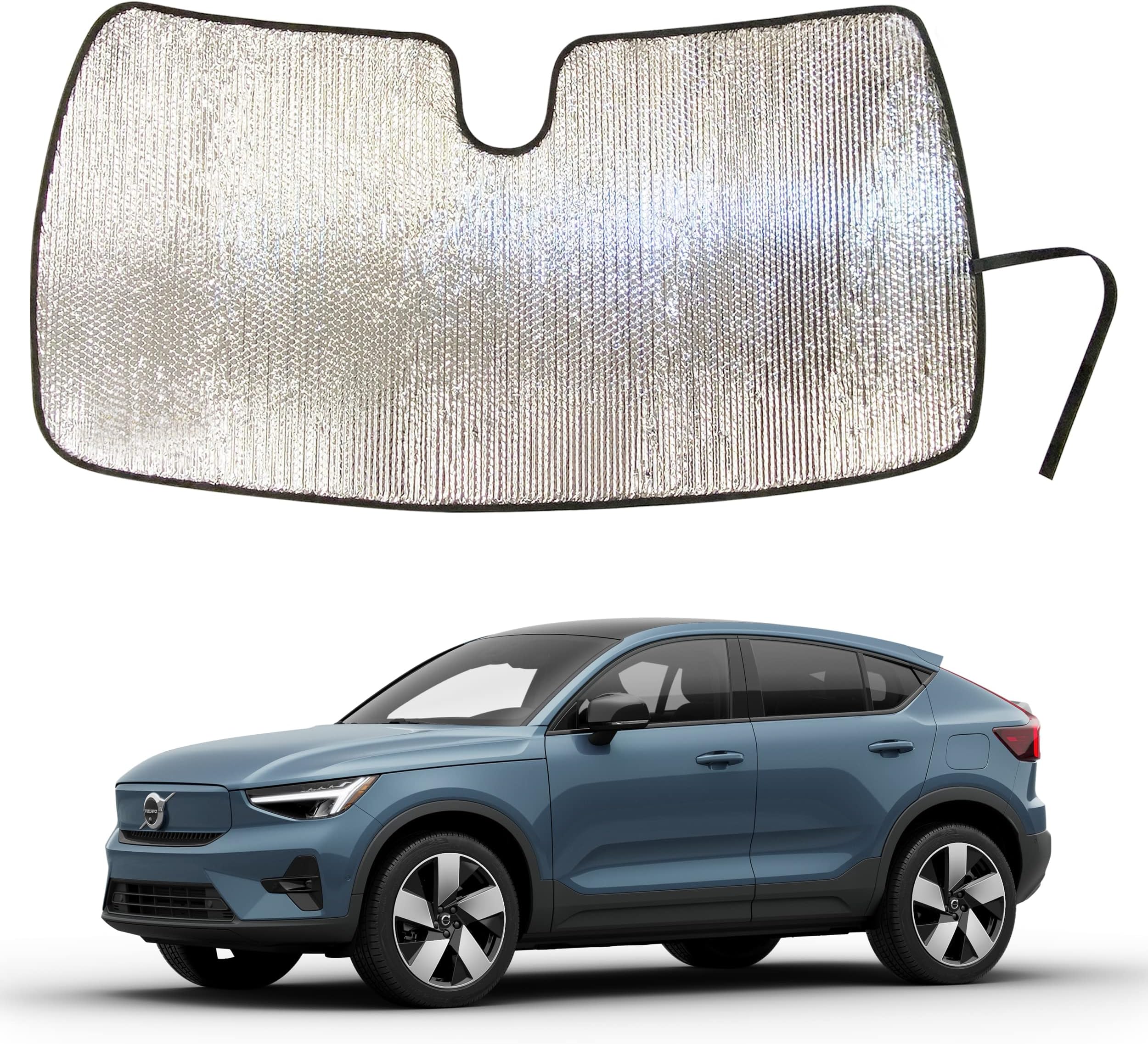 YelloPro Auto Custom Fit Reflective Front Windshield Sunshade Sun Shade for 2022 2023 Volvo C40 Recharge SUV, Core, Plus, Ultimate, UV Reflector Sun Visor Protector Blocks Accessories [Made in USA]