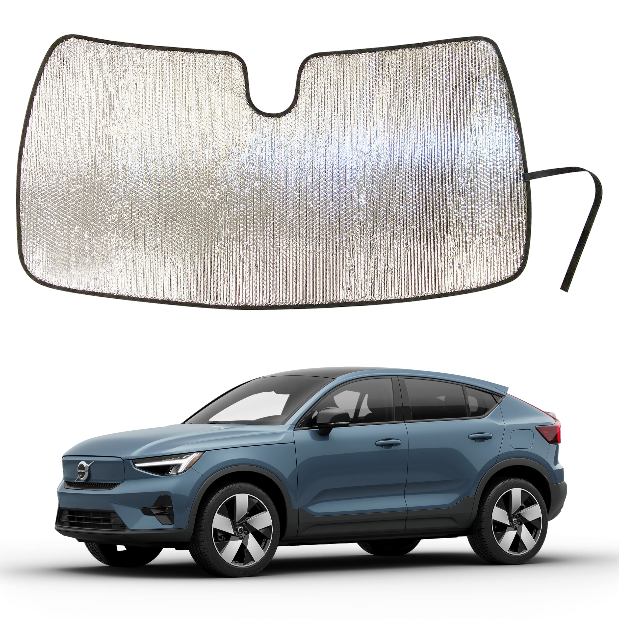 YelloPro Auto Custom Fit Reflective Front Windshield Sunshade Sun Shade for 2022 2023 Volvo C40 Recharge SUV, Core, Plus, Ultimate, UV Reflector Sun Visor Protector Blocks Accessories [Made in USA]