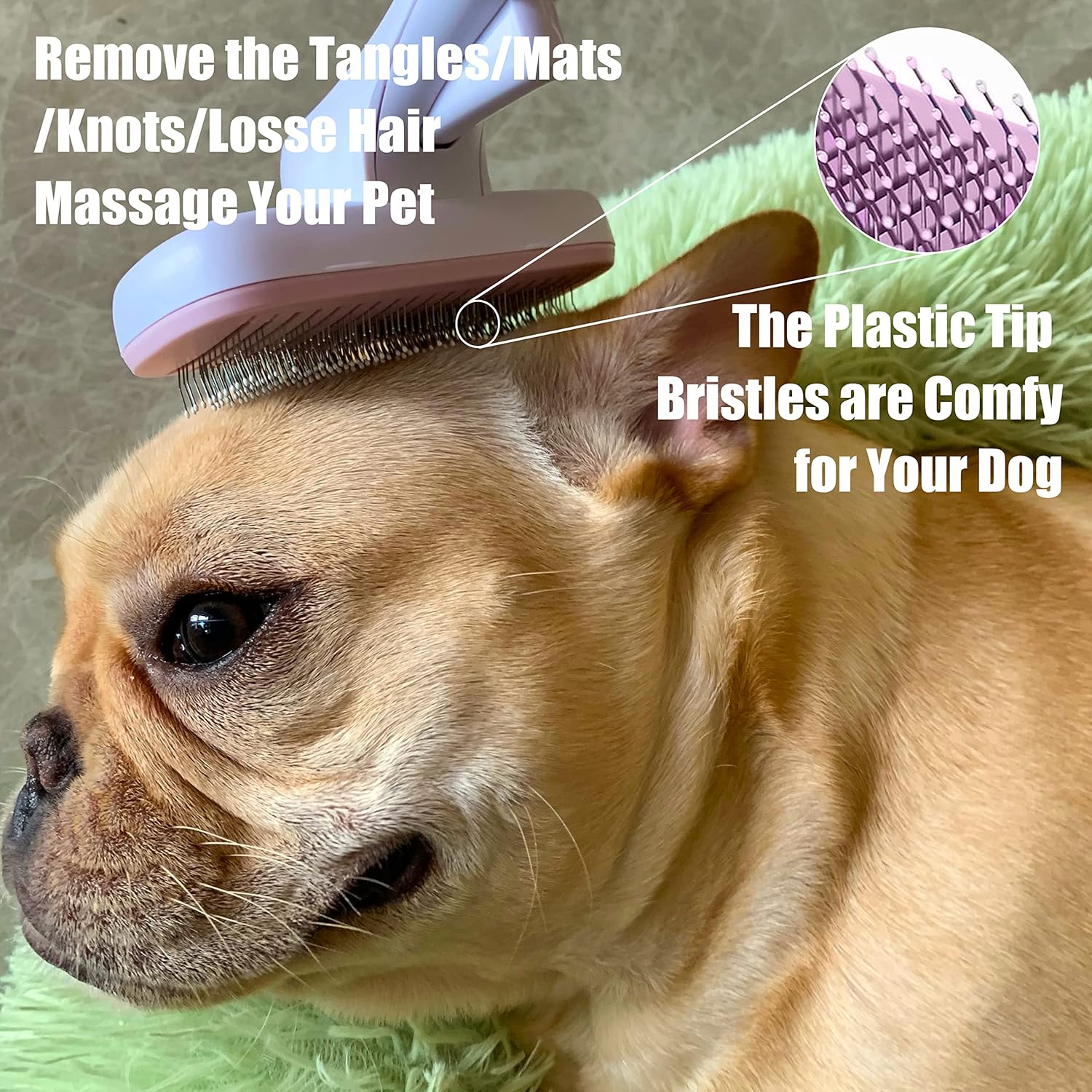 Coopupet Pet Hair Brush Set, Self Cleaning Slicker Brush+Grooming Glove+Lint Remover 3 In 1 for Dog & Cat Grooming Kit for Long & Short Haired Pets, Reduces Shedding, Efficient Pet Hair Remover Mitt, Bathing Glove (Pink) : Pet Supplies