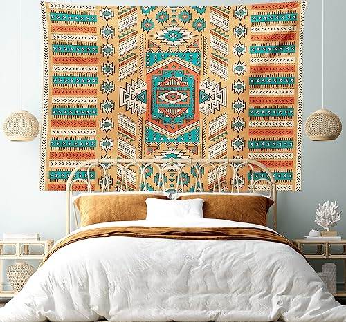 Miniatura 5 de Ambesonne Tapiz tribal, patrón de tribu secreta en estilo bohemio, colgante de pared ancho para dormitorio, sala de estar, dormitorio, 60 x 40