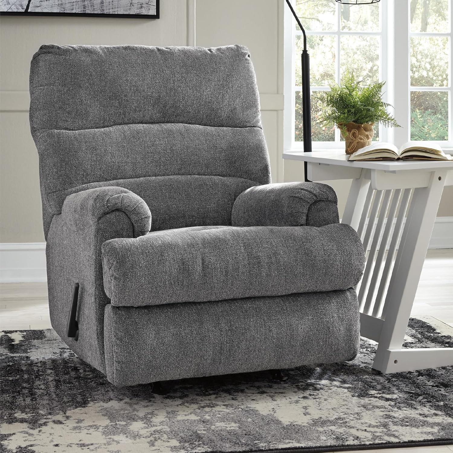 Signature Design by Ashley Man Fort Contemporary Rocker Recliner, Gray