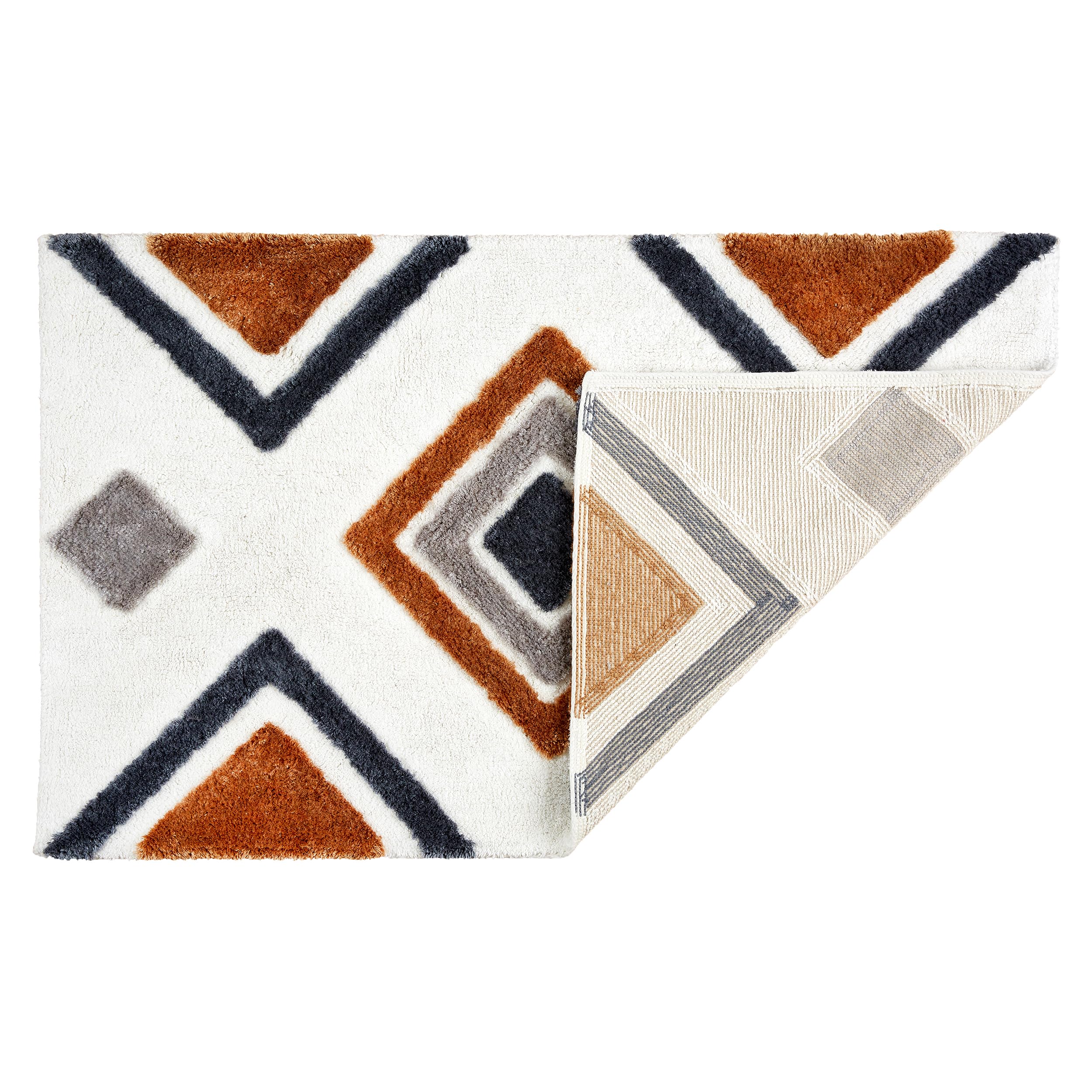 Schöner Wohnen Kollektion Alfombra de baño Blanca Ethno 60x90 cm - Alfombra de baño Antideslizante - Alfombra de baño Lavable y secable en Secadora - Alfombra de Ducha Cuarto de baño | Alfombrilla de baño suave blanca con diseño de alfombra de baño grande