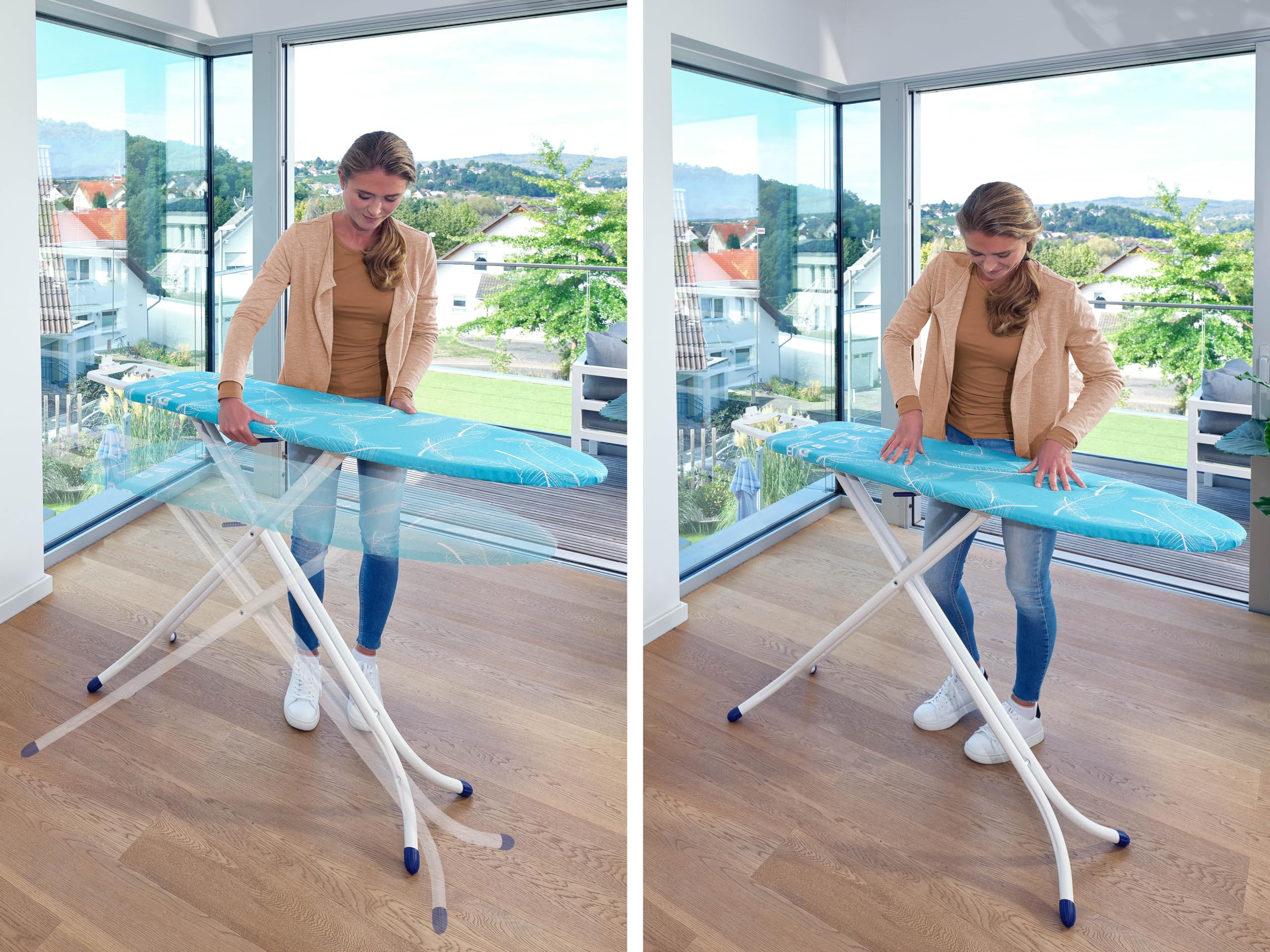 Planche à Repasser Aoufottes Réglable - 120x38 Cm - Surface Vapeur Double-face - Hauteur 75-95 Cm - Noire
