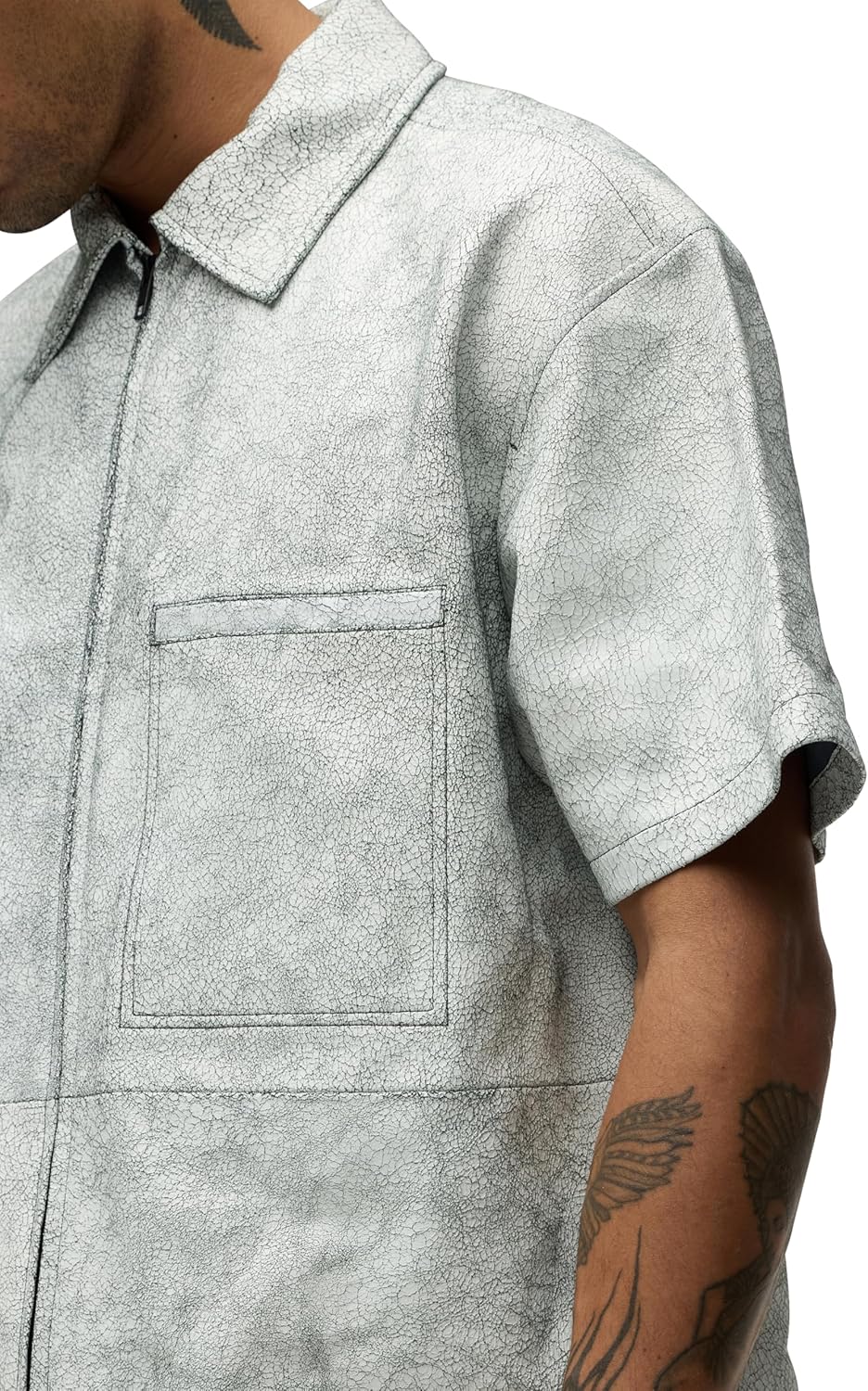 HUDSON Mens Short Sleeve Zip Up Shirt - Image 4