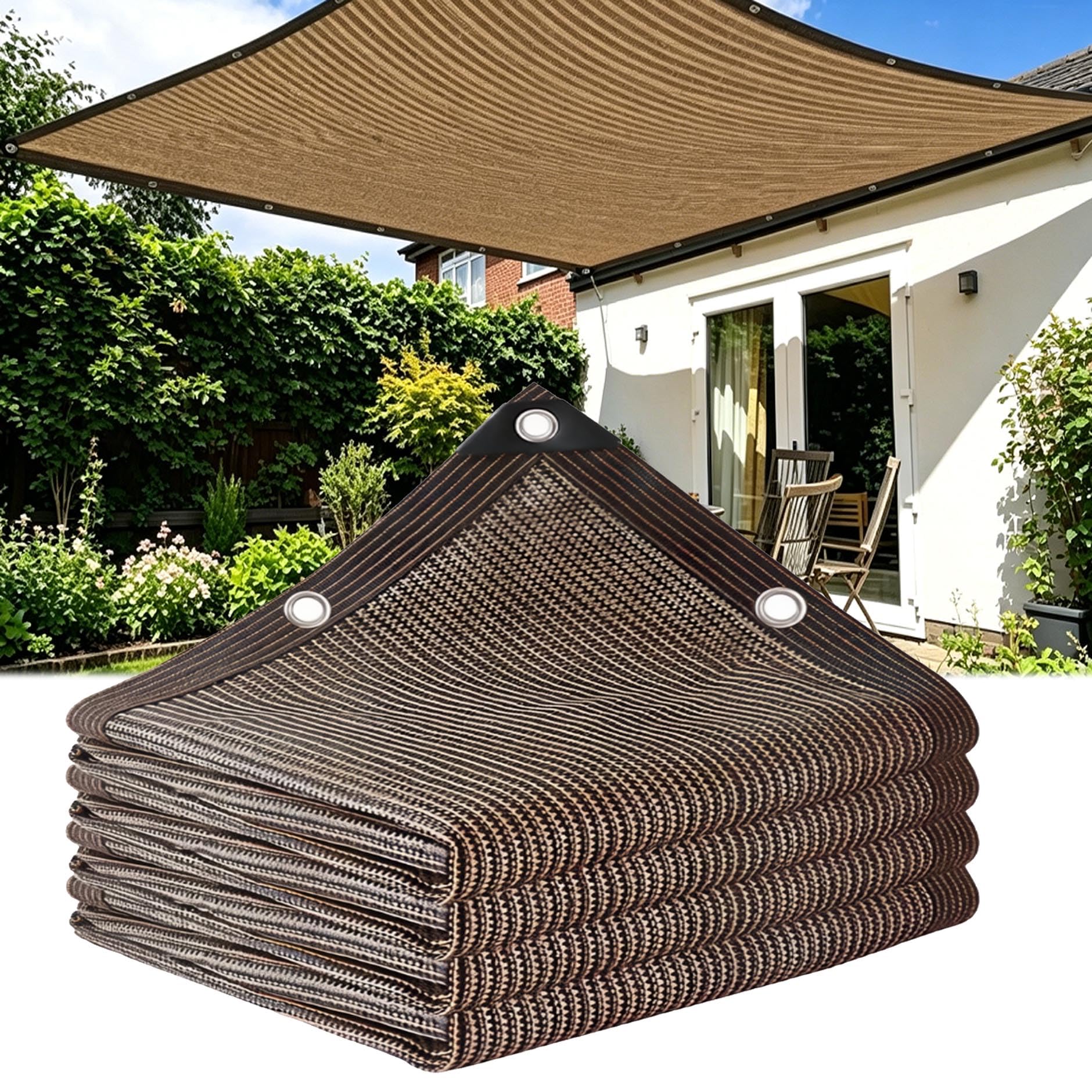 Voile d'ombrage pour serre marron tricoté anti-UV 90% avec œillets
