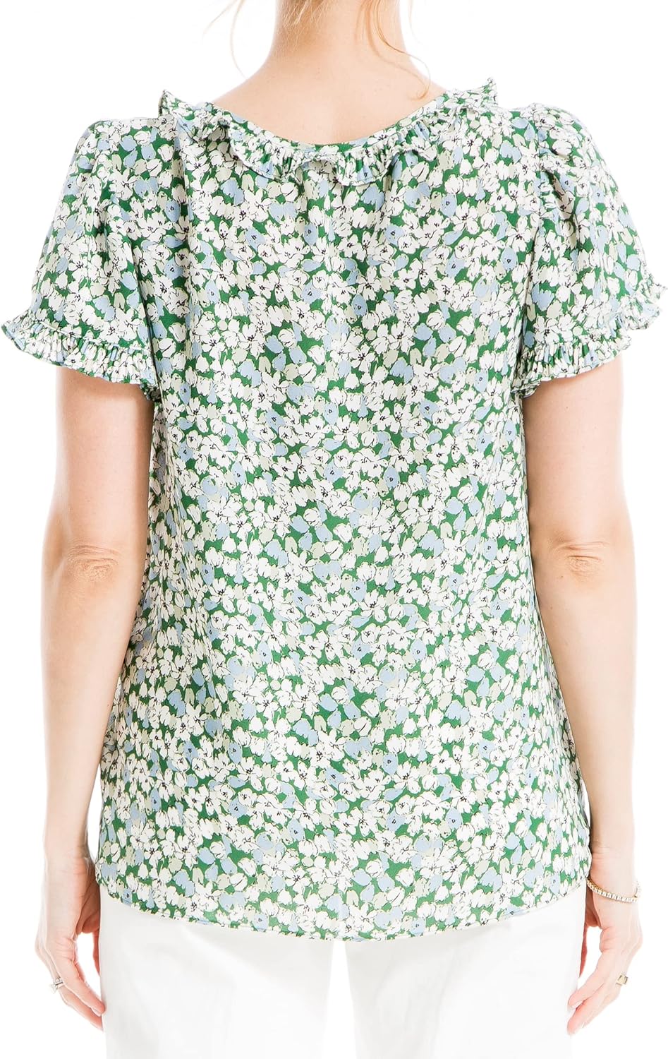 Max Studio Womens Flutter Sleeve V-Neck Blouse - Image 2