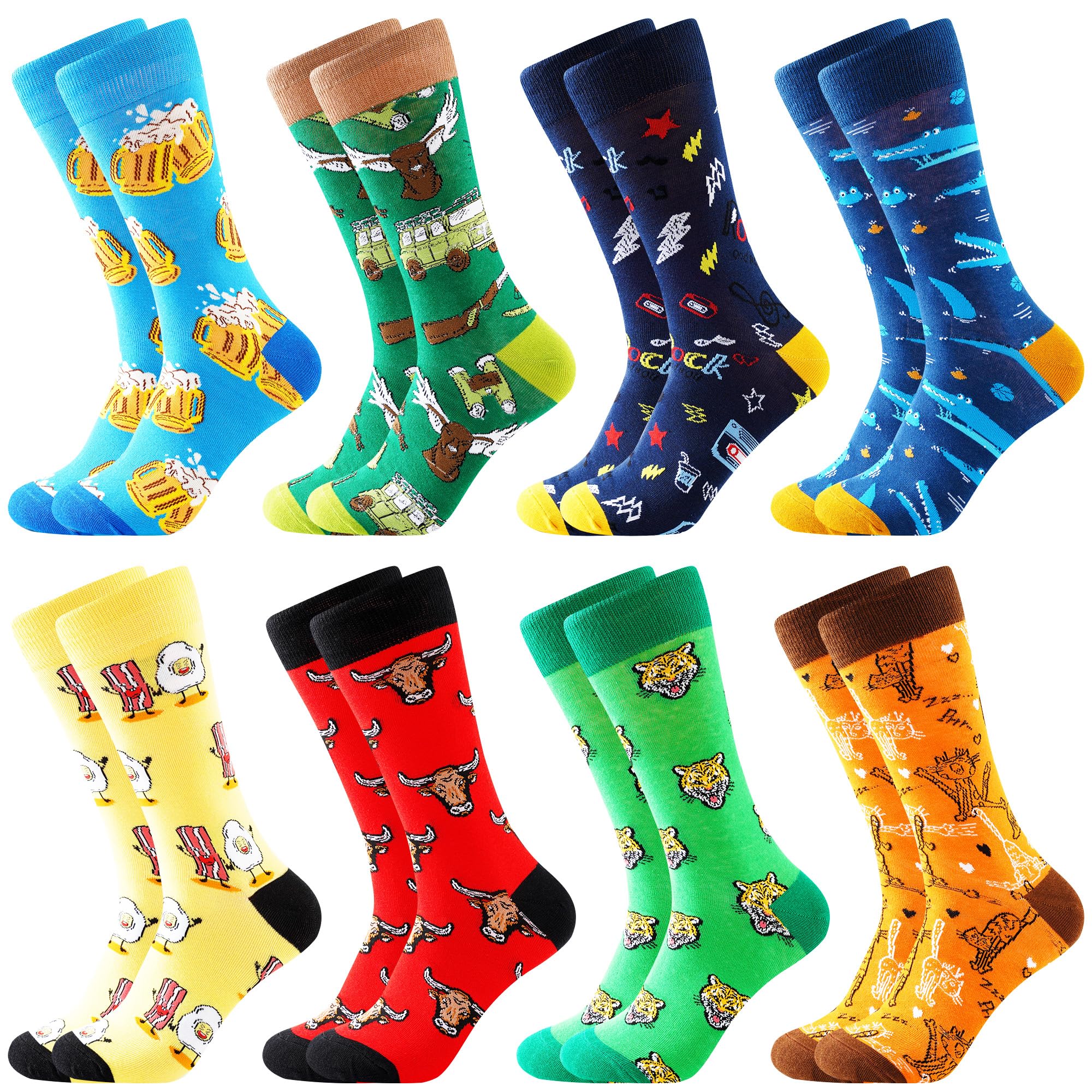 BONANGEL Mens Dress Socks, Cool Cute Food Graphic Animal Novelty Crazy Funny Crew Fun Socks for Men