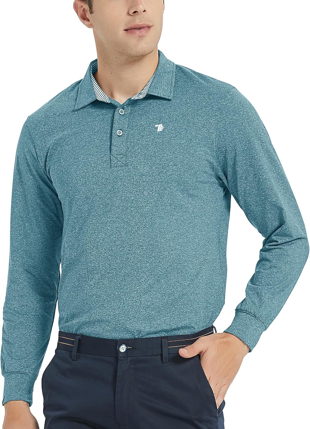 MoFiz Men's Long Sleeve Shirts Quarter Zip Pullover Men's Polo Shirts Quick Dry - Image 3