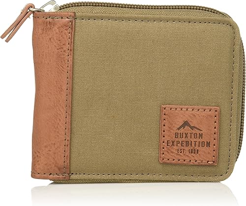 Buxton de los hombres Expedition II Huntington lona RFID bloqueo cierre de cremallera-Around cartera