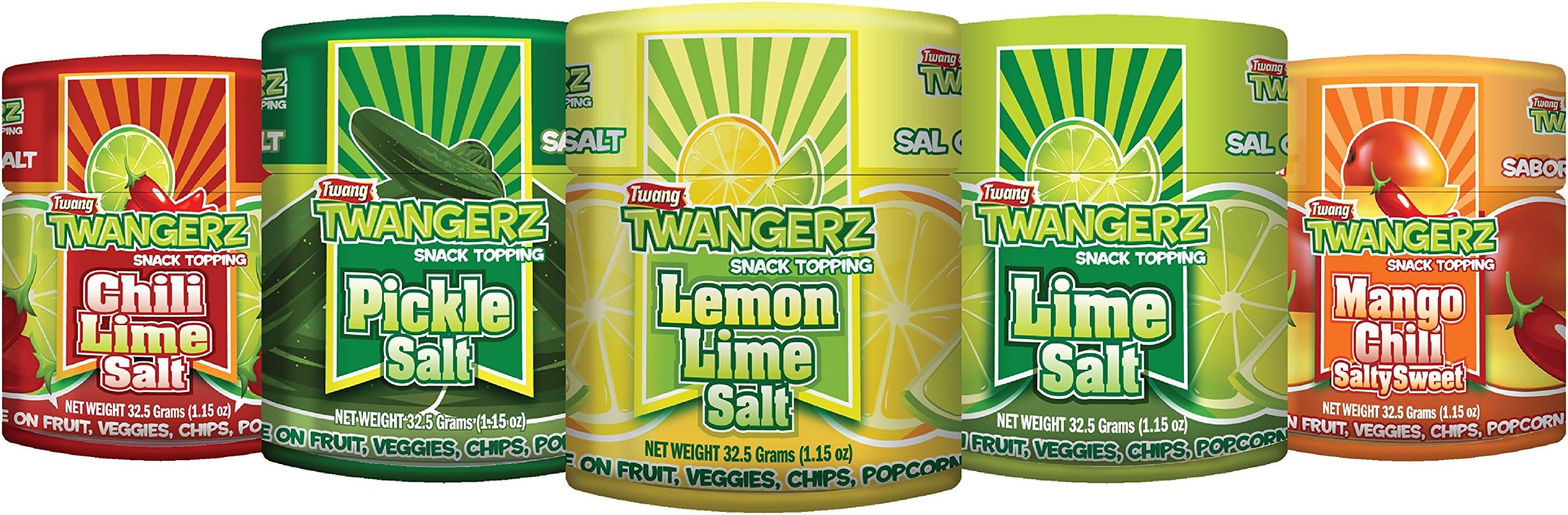 Twangerz Variety Seasoning Salt Snack Topping, 1.15 Ounce Shaker (Set of 5)