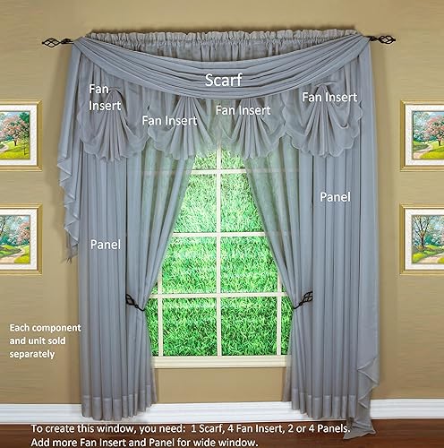 Vista 254 de Today's Curtain - Cortina Emelia de gasa original, panel de 84 pulgadas, negro, 60 pulgadas de ancho x 84 pulgadas de largo