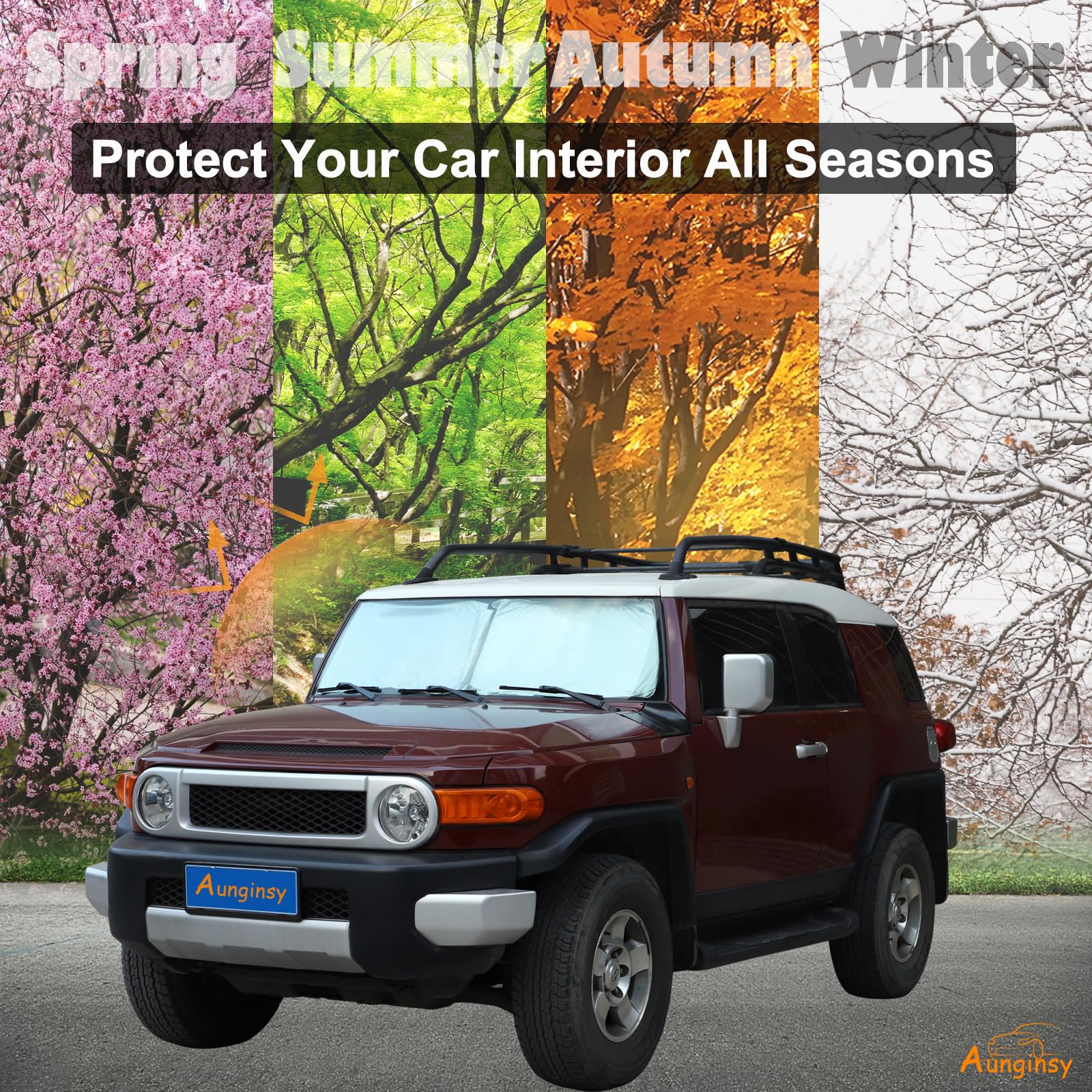 FJ クルーザー　折りたたみ式　サンシェード Amazon.co.jp: Aunginsy フロントガラス サンシェード トヨタ FJ